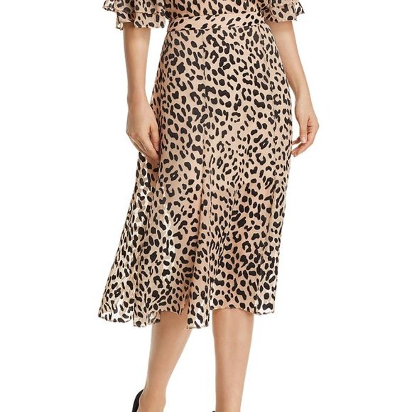 Alice + Olivia Athena Leopard Print Midi Skirt